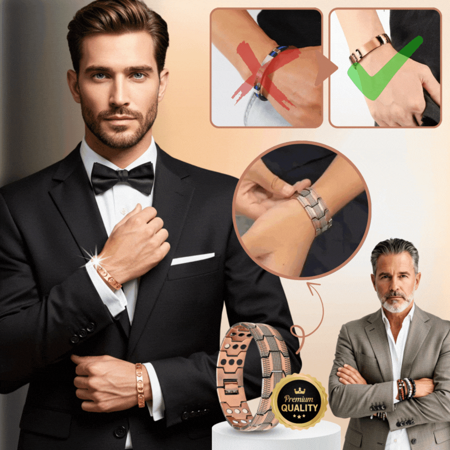 MagnoElite™ | Elegantes magnetisches Kupferarmband für Männer